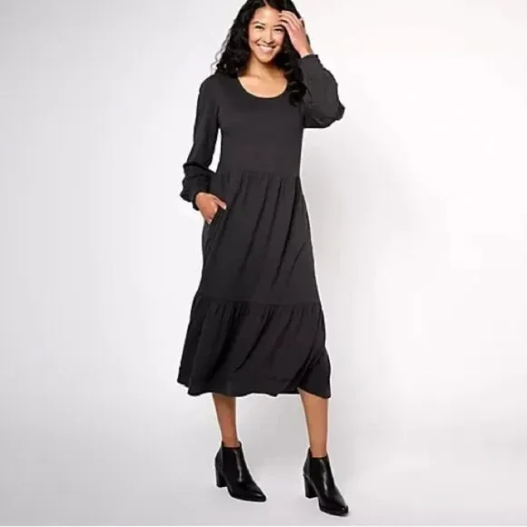 Canyon Retreat Regular Easy Midi Boot Dress Denim & Co Gray 2X - Picture 1 of 9